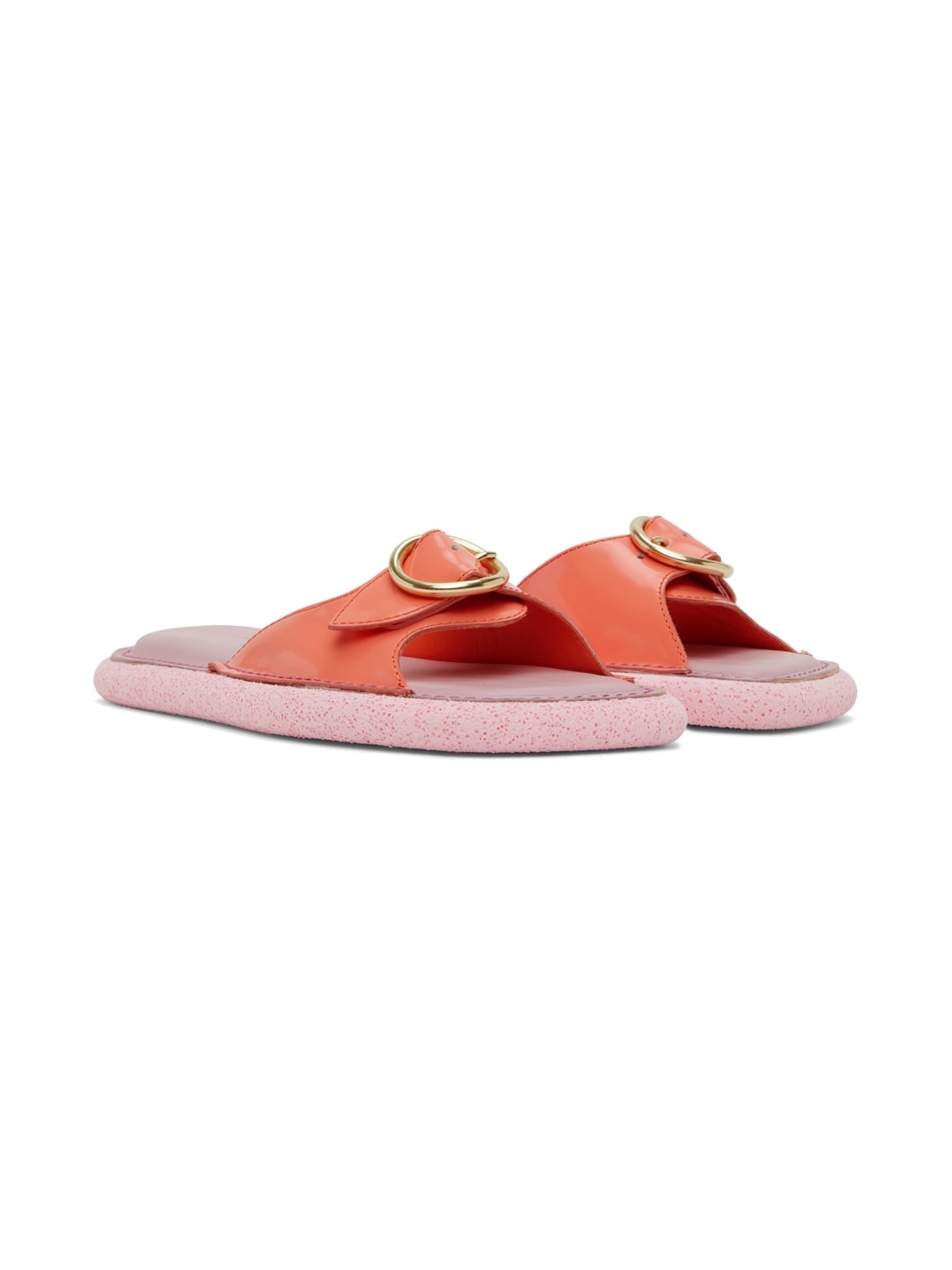 Pink Leather Flat Sandals - 4