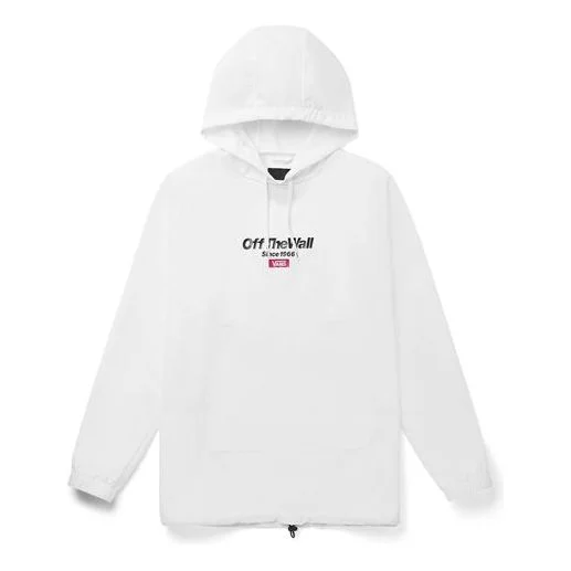 Men's Vans 로고 인쇄 후드 재킷 백색 VN0A489XWHT - 1
