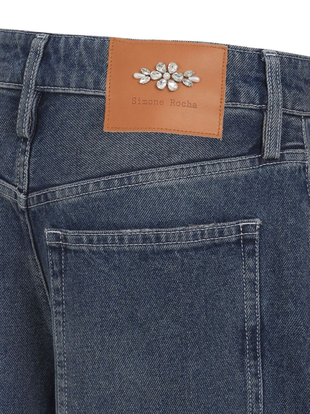distressed cuffed cotton jeans - 3