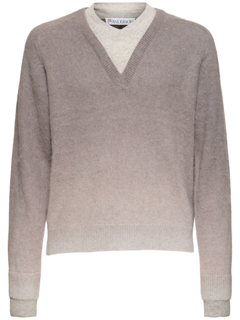 JW Anderson V-neck gradient alpaca wool sweater luisaviaroma