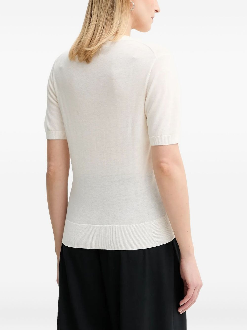 keyhole-neck short-sleeve knit T-shirt - 2