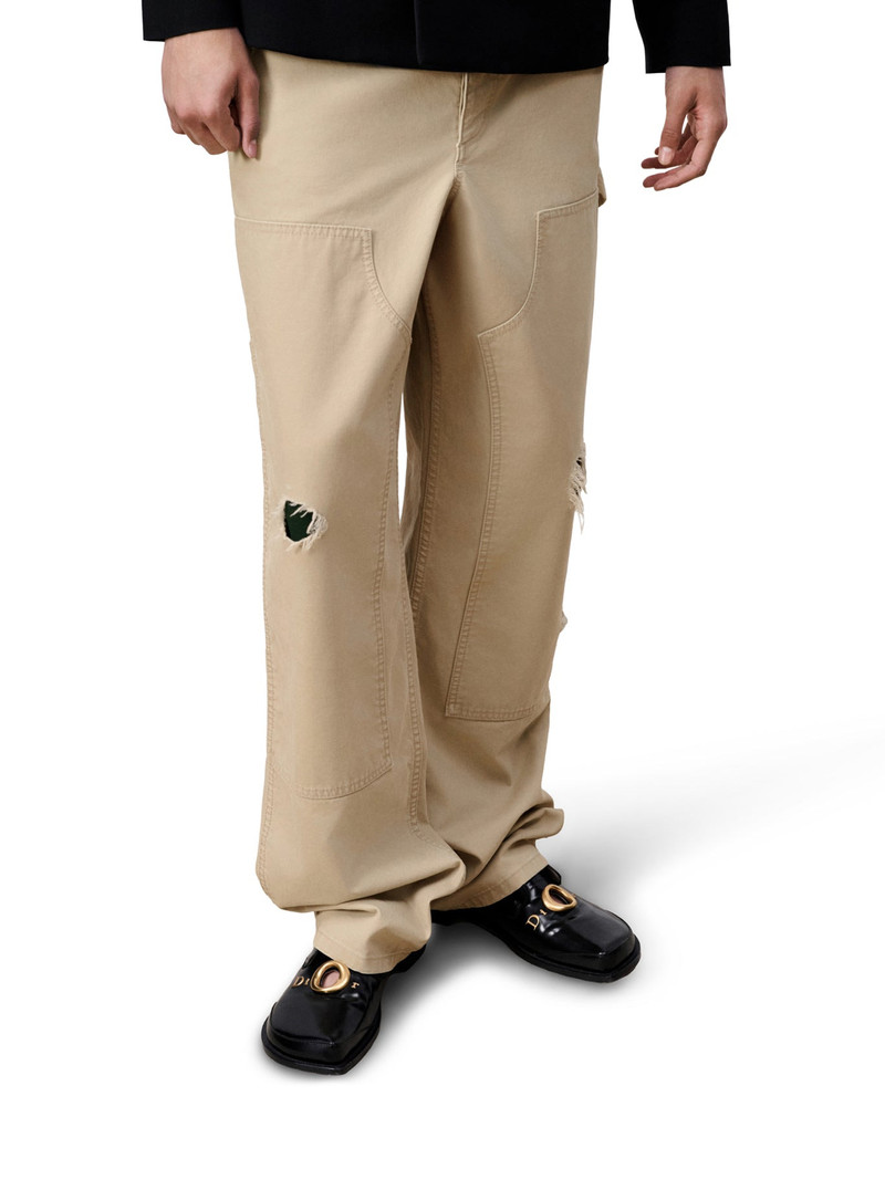 BEIGE COTTON TWILL CARPENTER`S STYLE JEANS 3