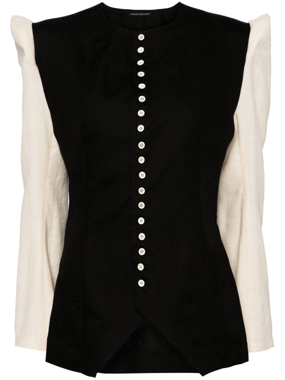 collarless panelled blazer - 1