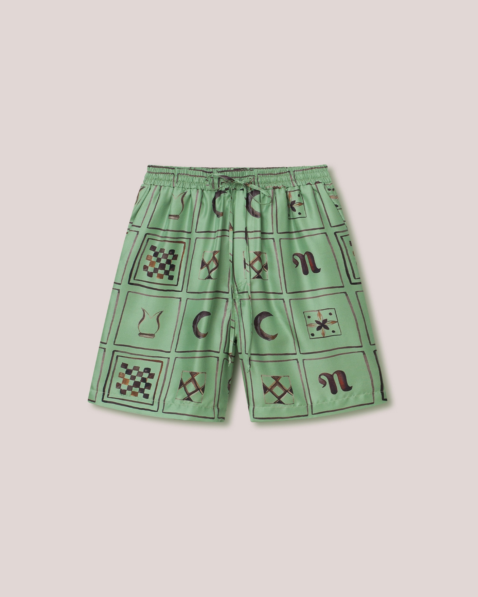DOXXI - Twill silk shorts - Green Totem - 1