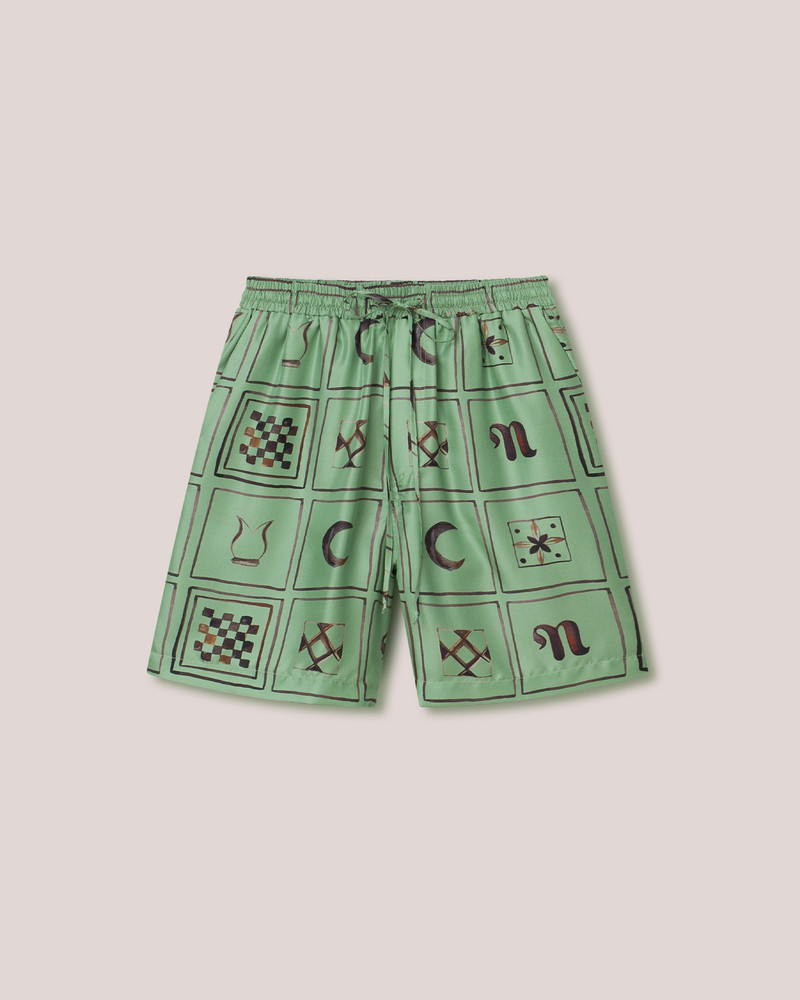 DOXXI - Twill silk shorts - Green Totem 1