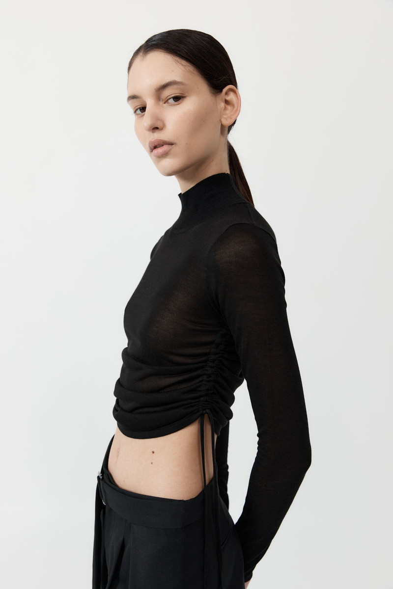 Sheer Ruched Top - Black 4