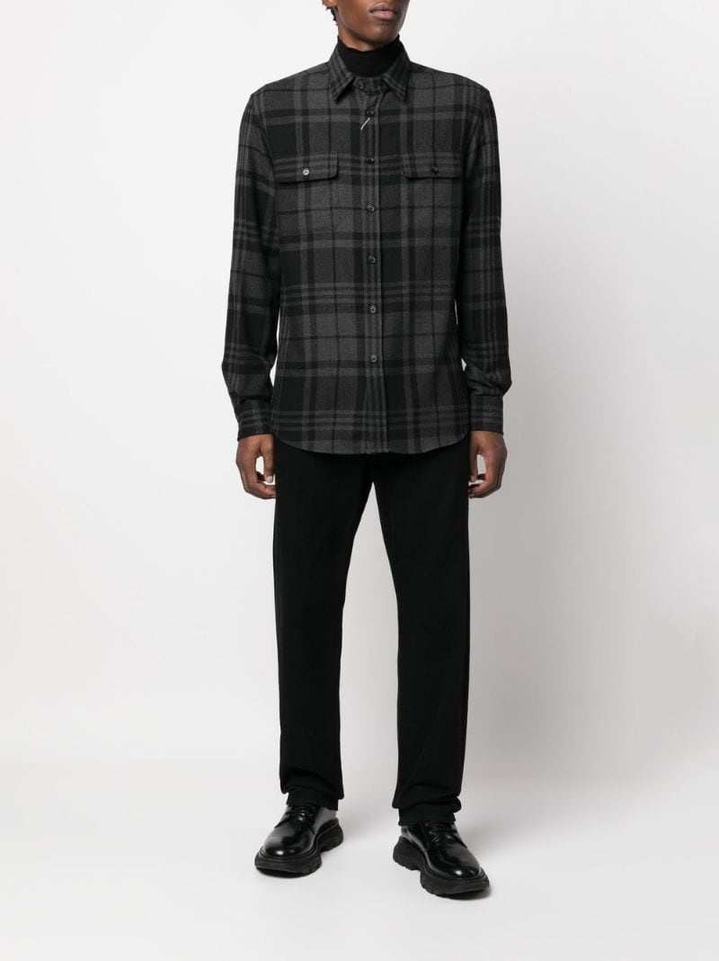 Glen-check wool-cashmere shirt - 1