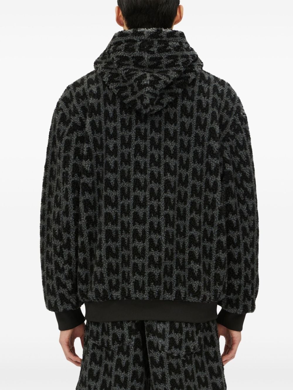 towelled finish logo-patterned zipped hoodie - 4