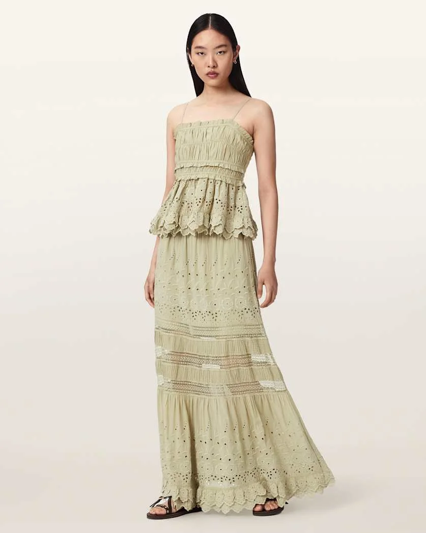 CAMILLE EMBROIDERED TIERED MAXI SKIRT - 1