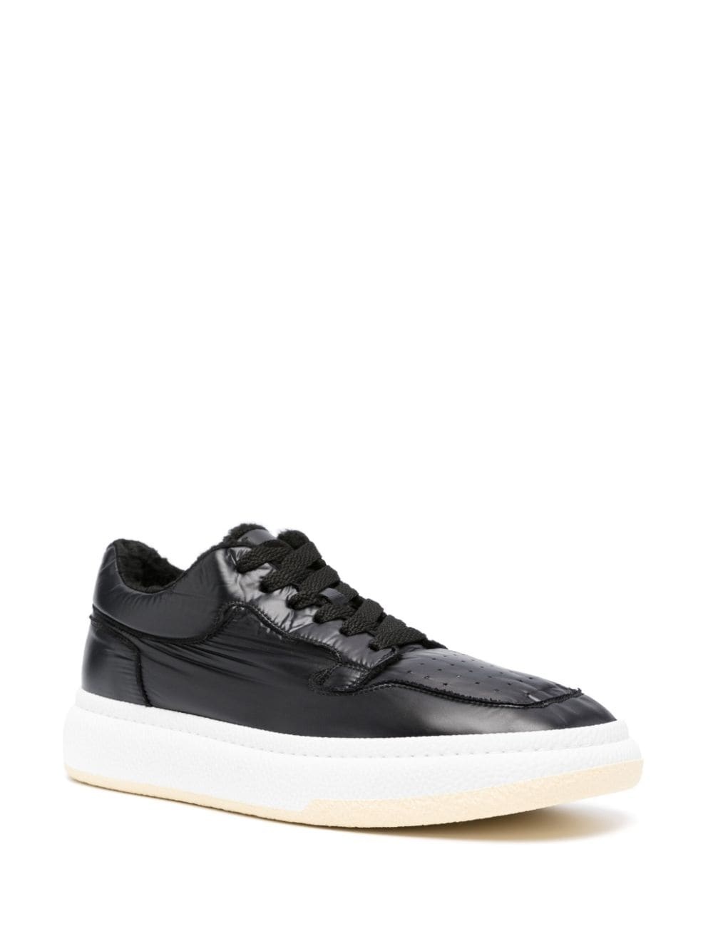 shearling-lining patent leather sneakers - 2