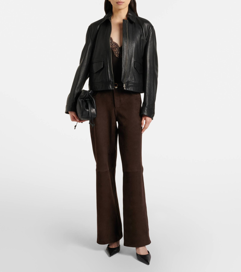 NOUR HAMMOUR Milo suede wide-leg pants outlook