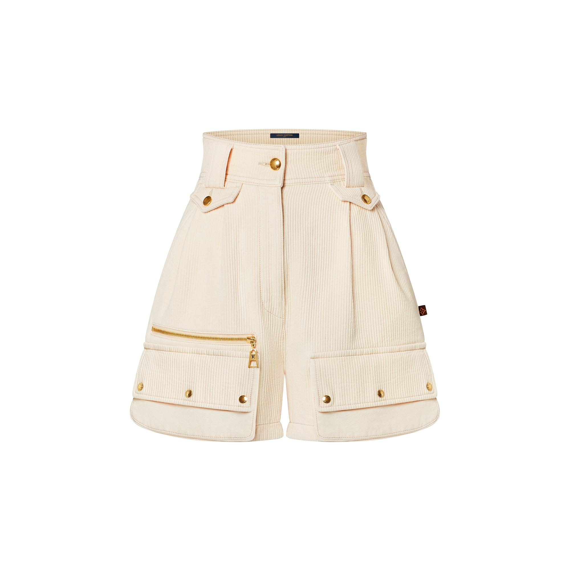 Ribbed Denim Safari Shorts - 1