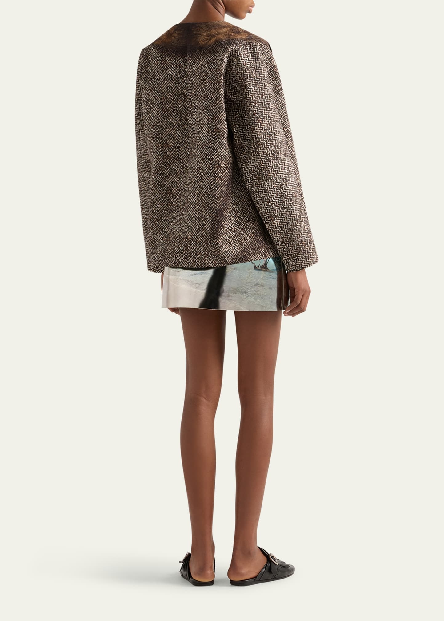 Shiny Printed Leather Mini Skirt - 3