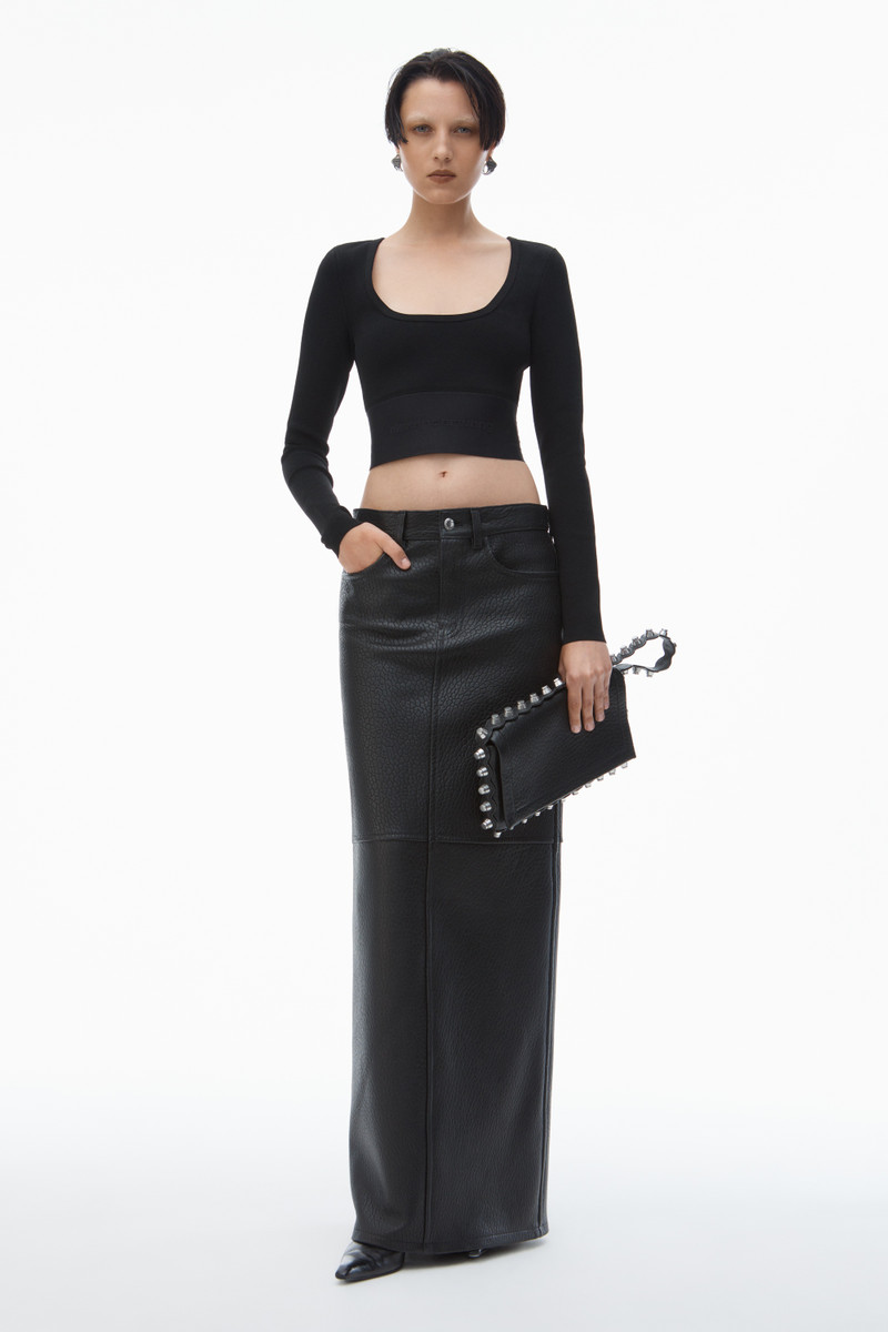 Alexander Wang Long-Sleeve Cropped Top with Logo Elastic outlook