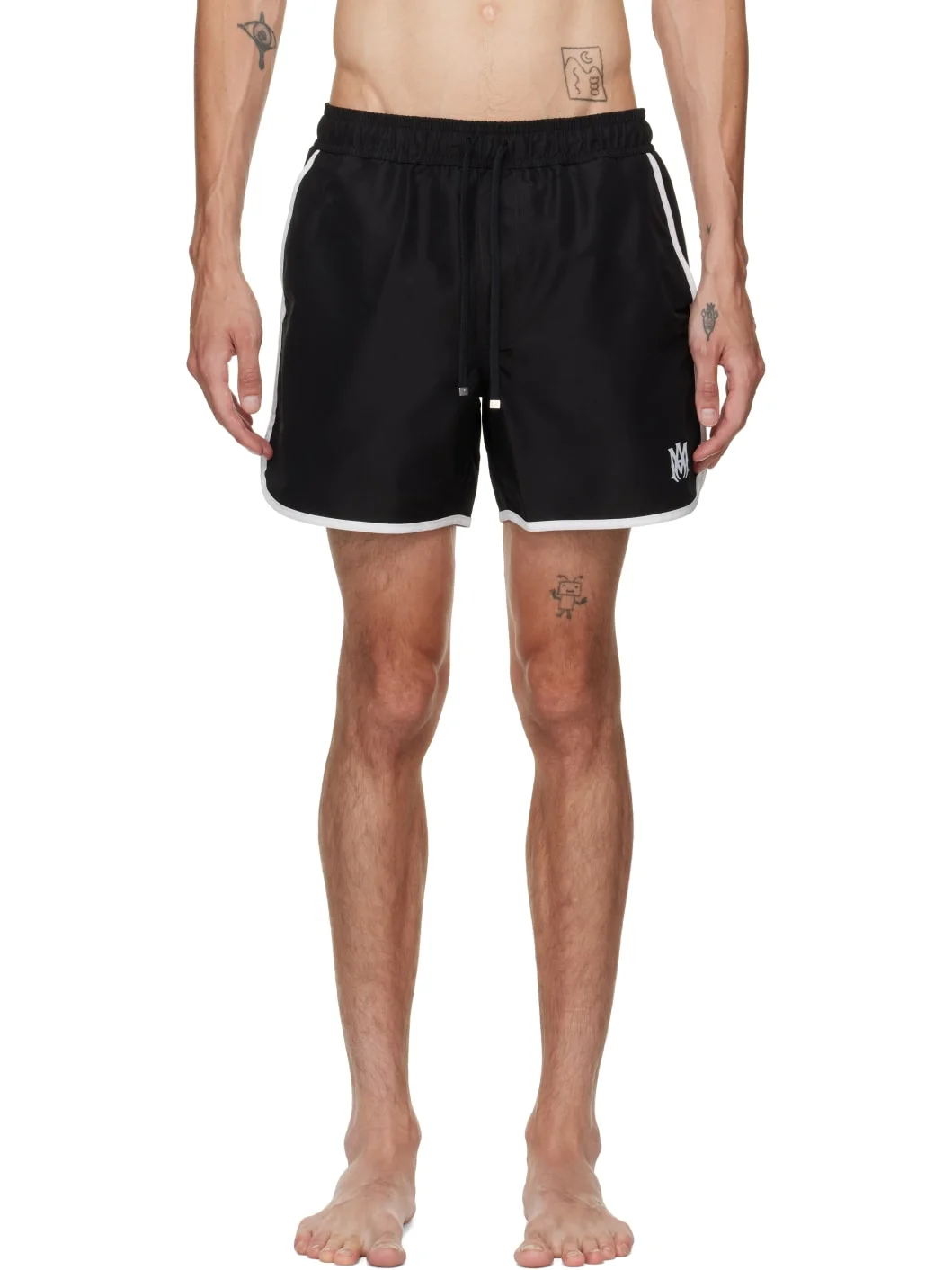 Black 'MA' Sporty Swim Shorts - 1