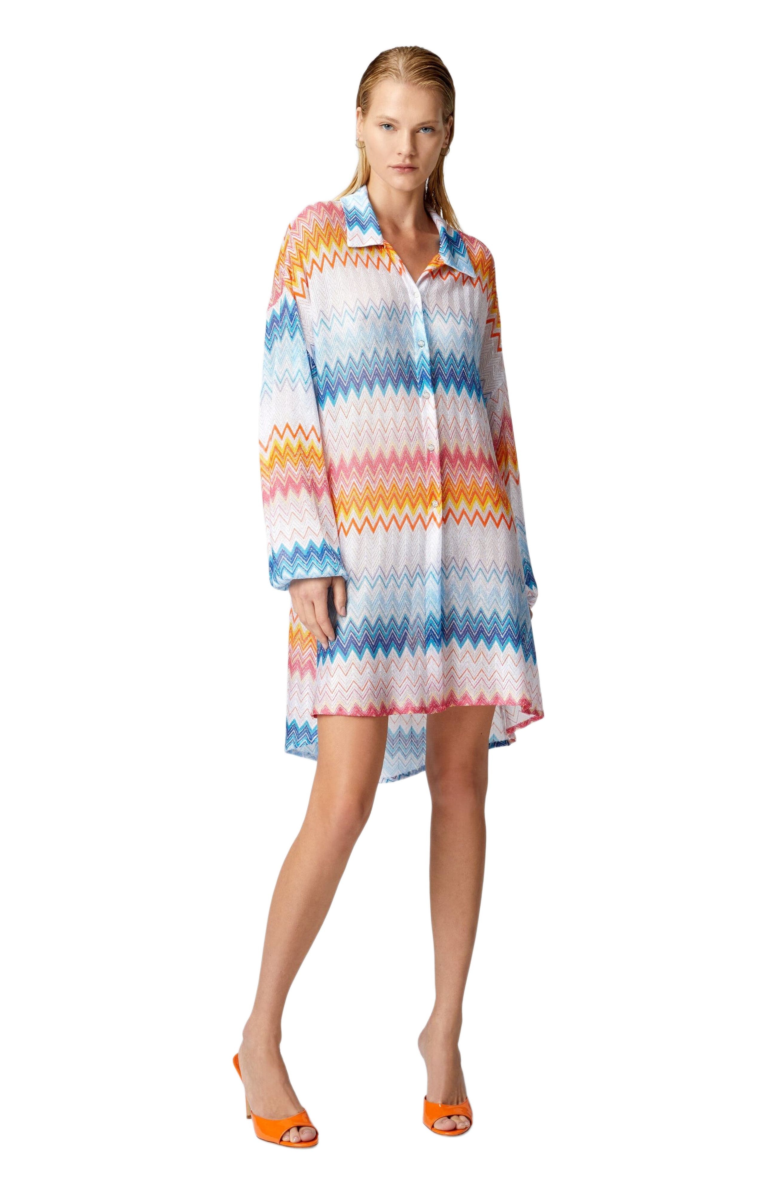 Missoni Oversized Shirt In Zig Zag Lamé Viscose Blend in Multicoloured at Nordstrom - 5