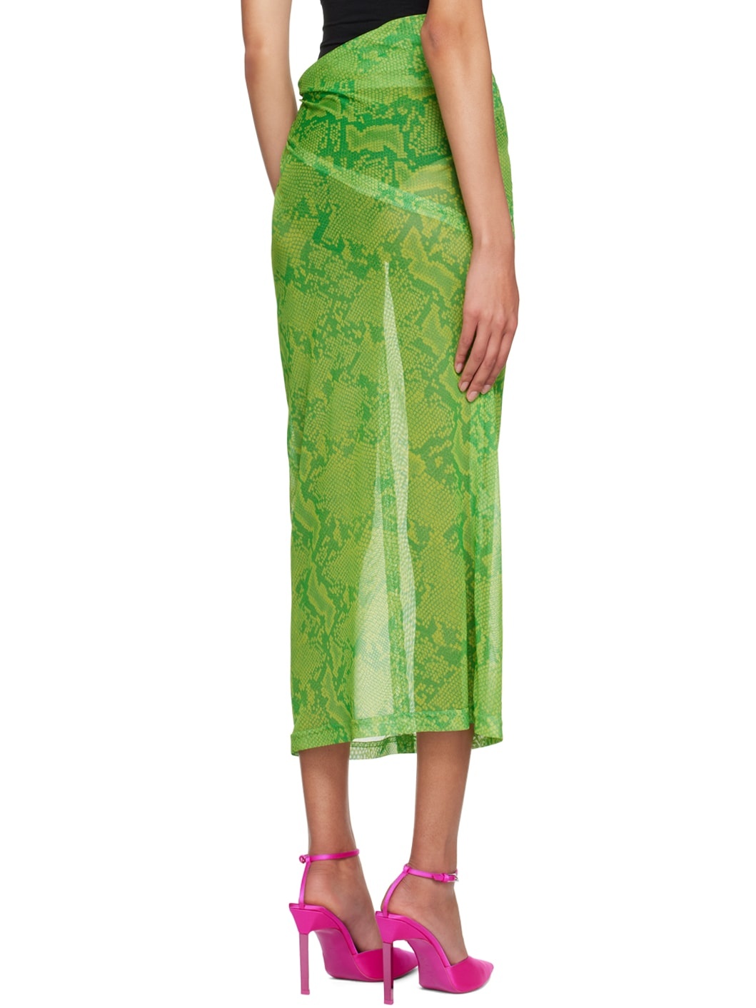 Green Printed Midi Skirt - 3