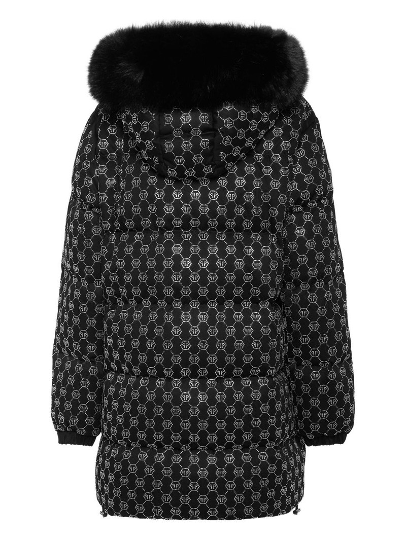 PHILIPP PLEIN monogram-pattern padded coat outlook