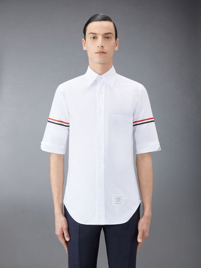 Thom Browne CLASSIC FIT SHORT SLEEVE SHIRT W/ RWB ARMBANDS IN OXFORD outlook