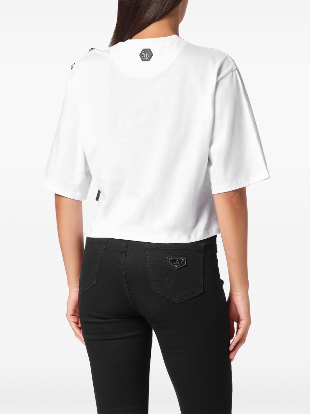 teddy bear-print cropped T-shirt - 2