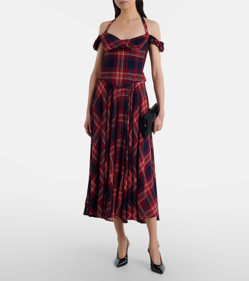 Vivienne Westwood Chichi draped plaid midi dress outlook