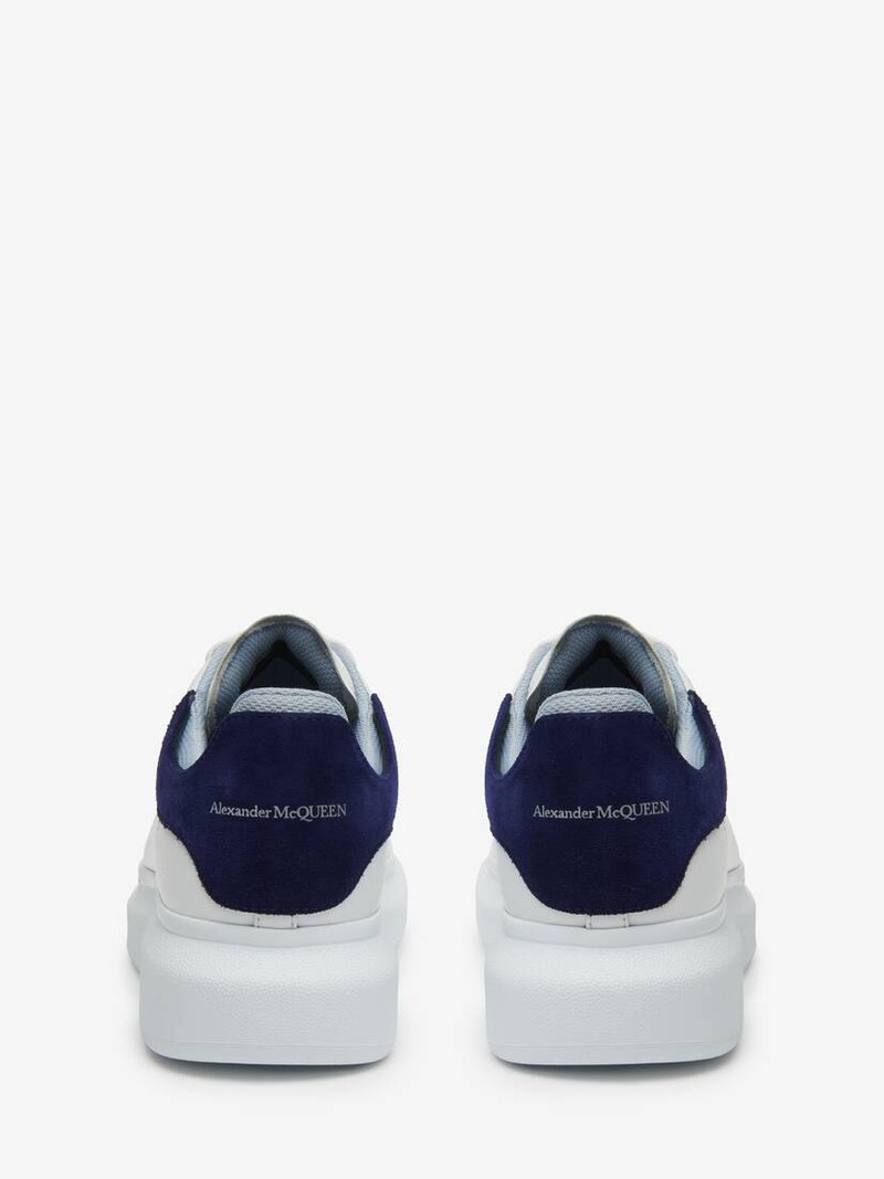 Alexander McQueen Men's Oversized Sneaker in White/navy/light Blue outlook