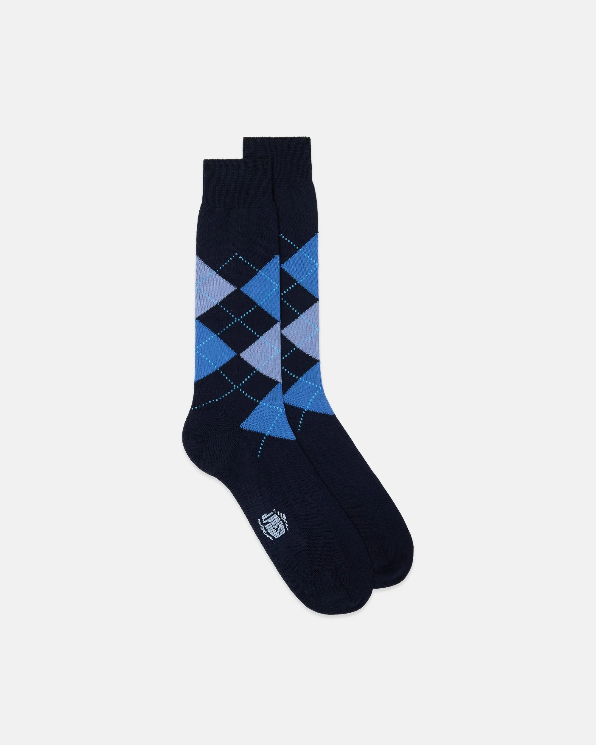 MADE-IN-ITALY BLACK ARGYLE COTTON SOCKS - 1