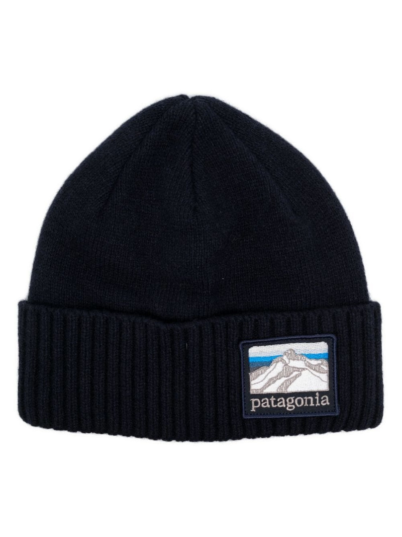 logo-patch ribbed beanie - 1
