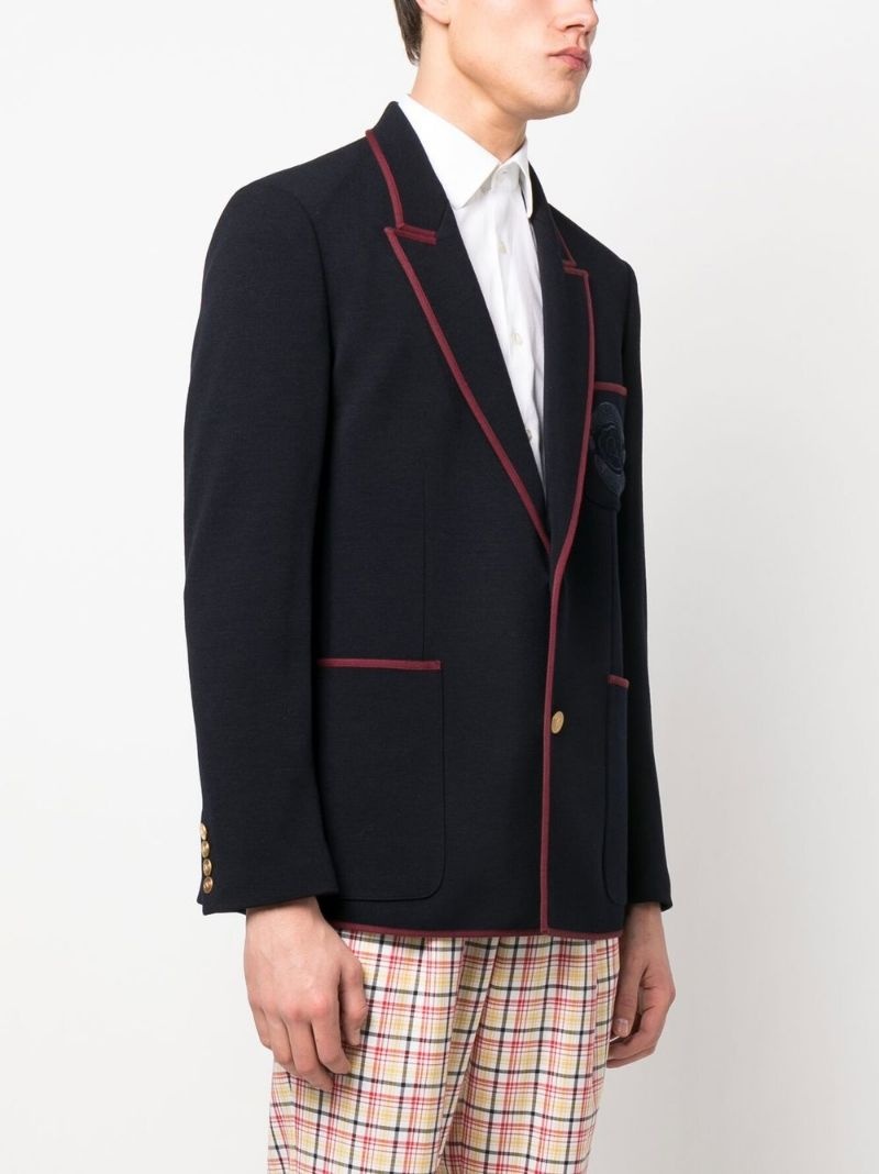 embroidered-crest tailored blazer - 3