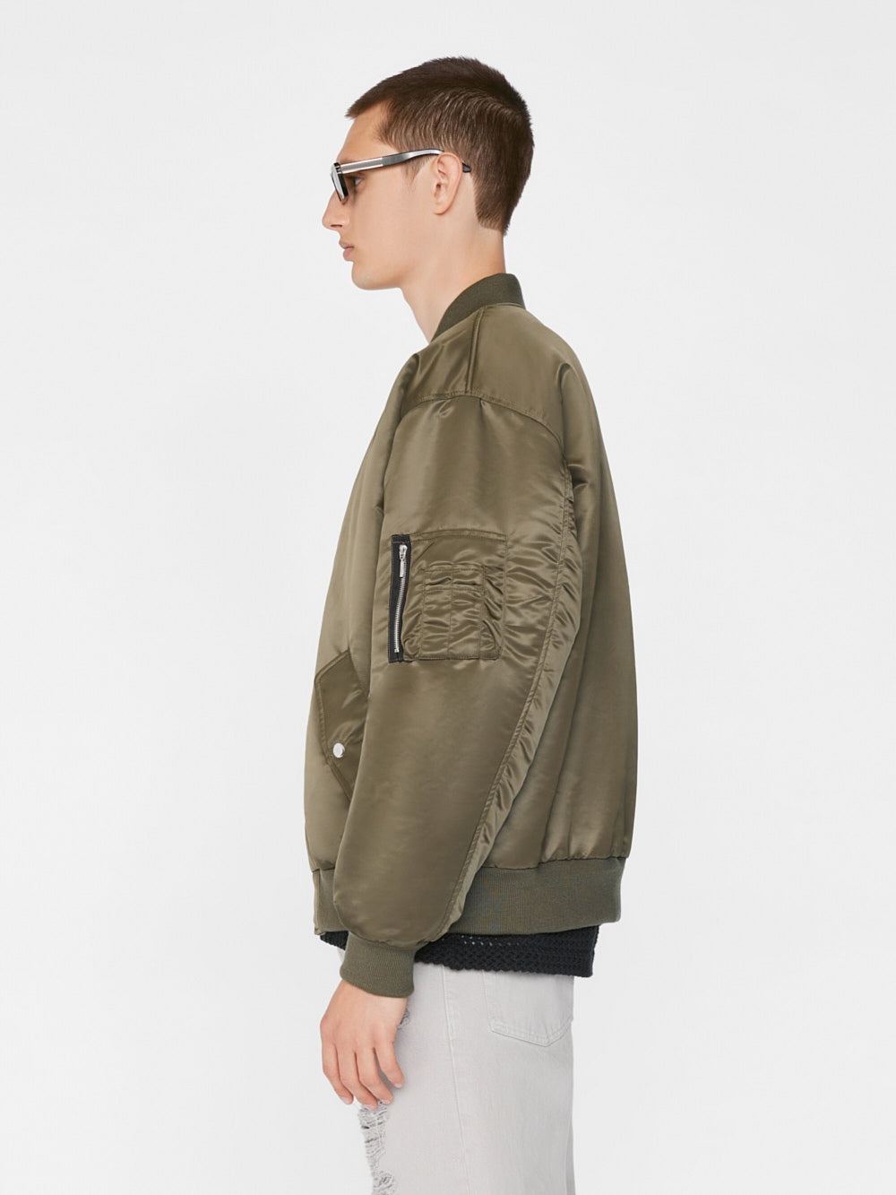 Nylon Bomber in Taupe - 6