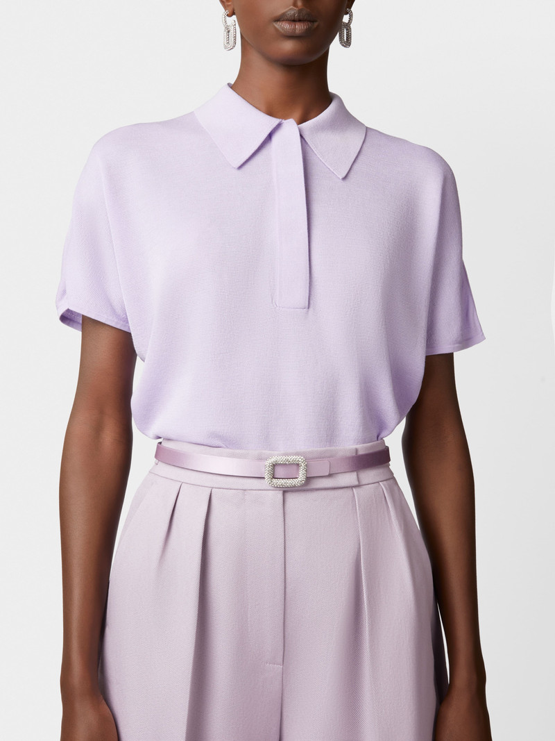 Roger Vivier Viv' Choc Strass Buckle Belt in Satin outlook