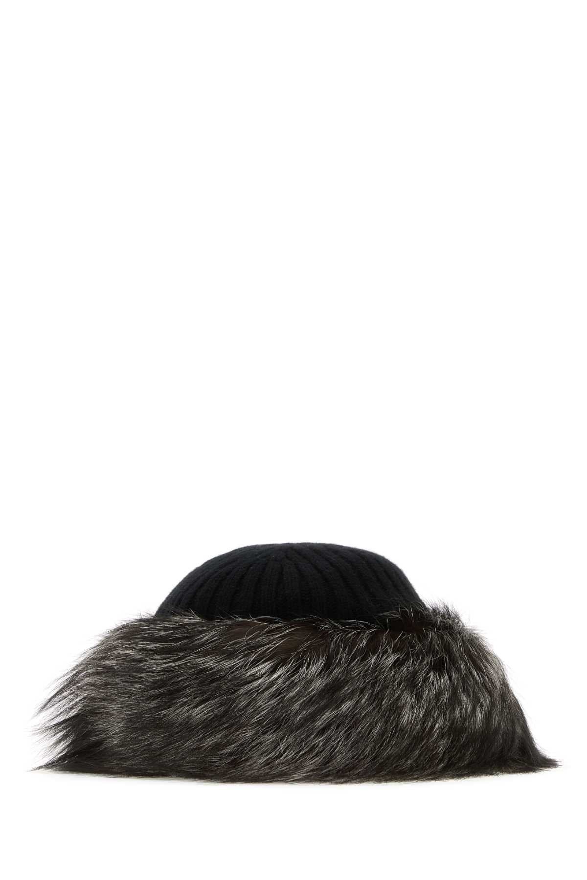 Prada Women Black Wool Blend Beanie Hat - 3