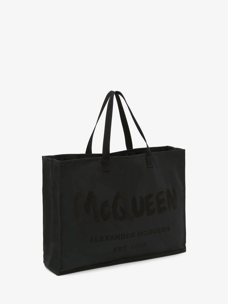 Alexander McQueen East West Mcqueen Graffiti Tote in Black outlook