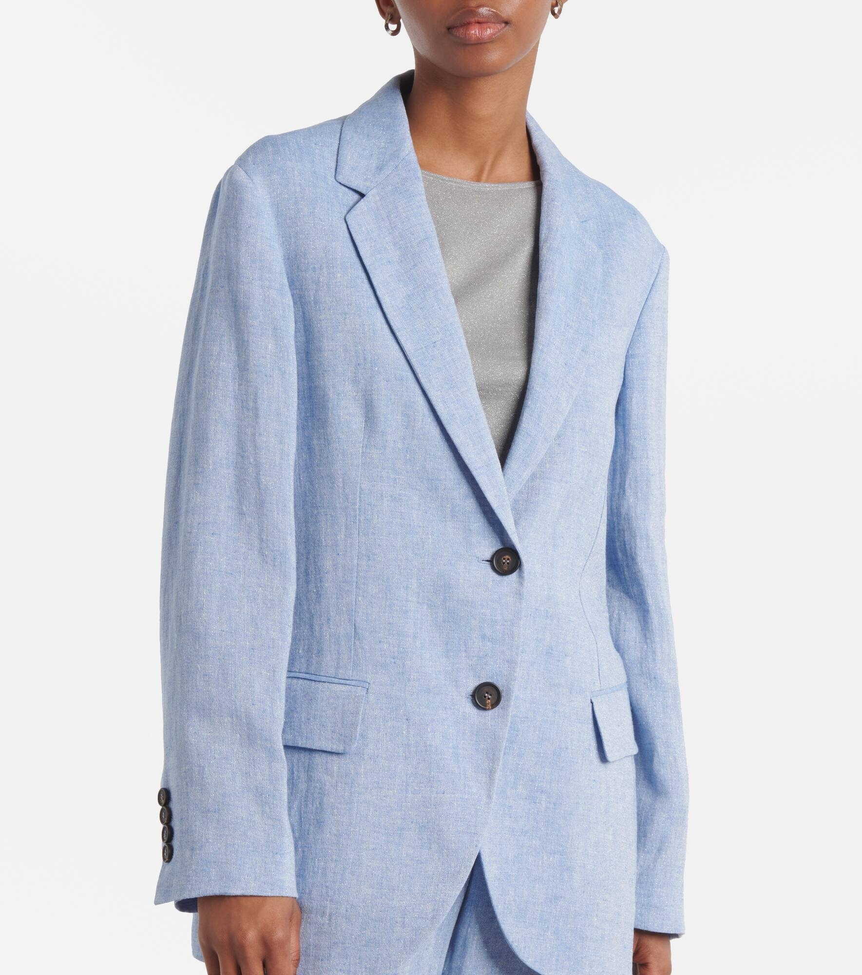 【送料&関税込】Brunello Cucinelli Sparkling Linen Twill Bla Brunello Cucinelli Sparkling linen twill blazer with monili