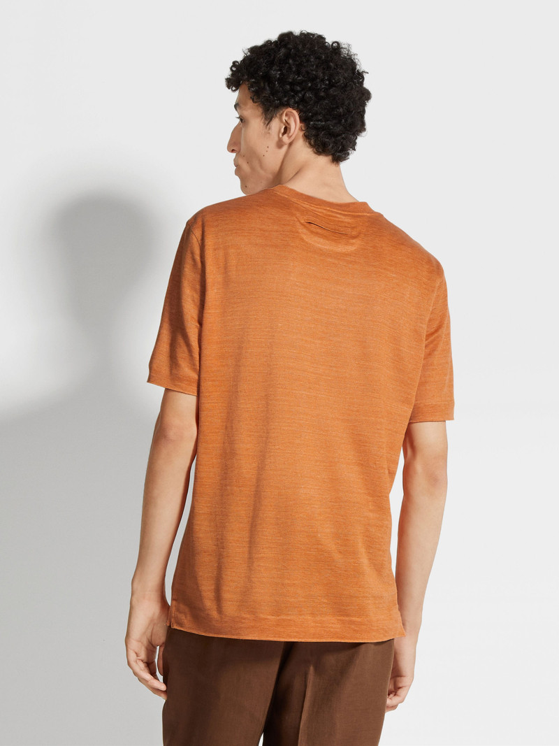 BRIGHT ORANGE LINEN T-SHIRT 5