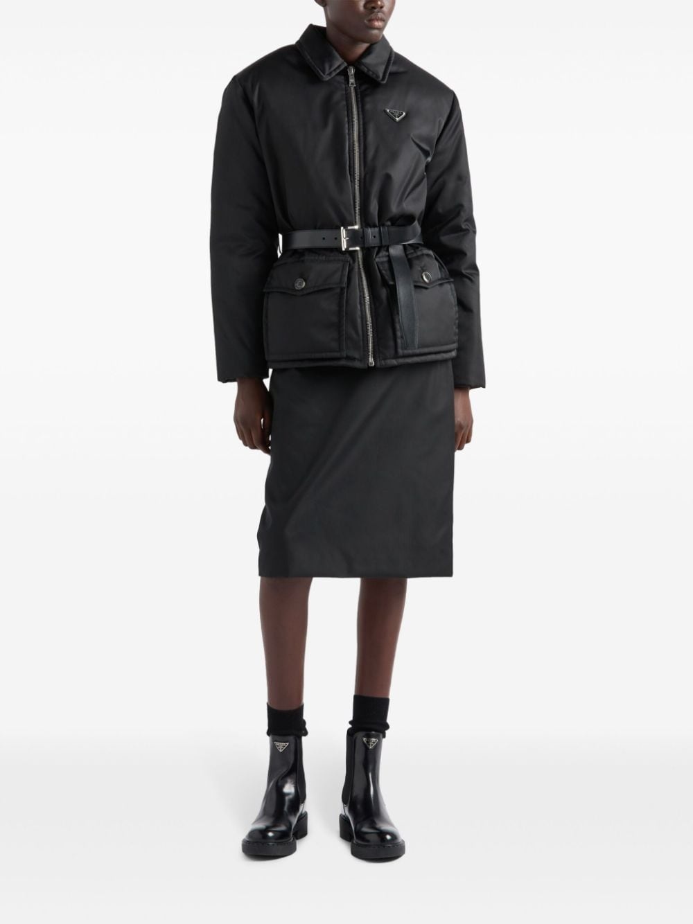 triangle logo belted jacket - 2