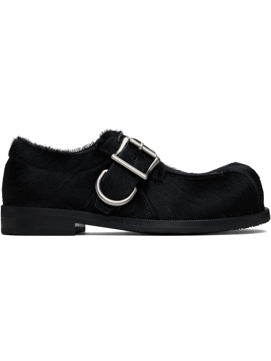 Black Bulb Toe Buckle Loafers - 1