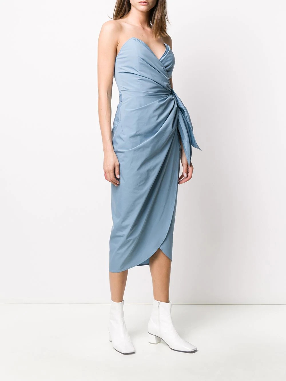 draped-front midi dress - 3