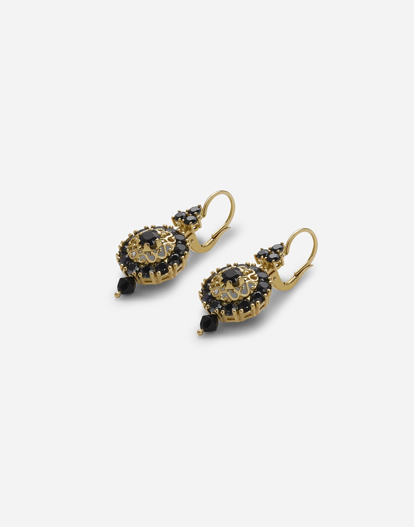Hook-fastening earrings with black sapphires - 2