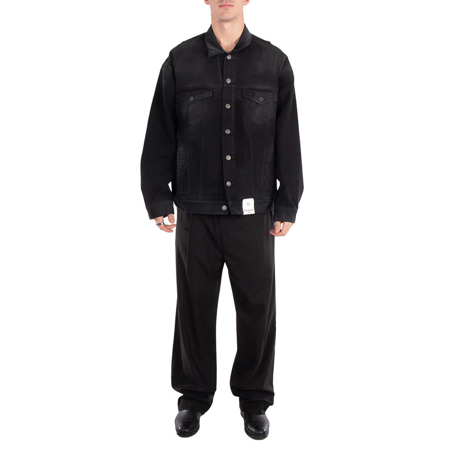Balenciaga Men's Size Sticker Denim Jacket - 4