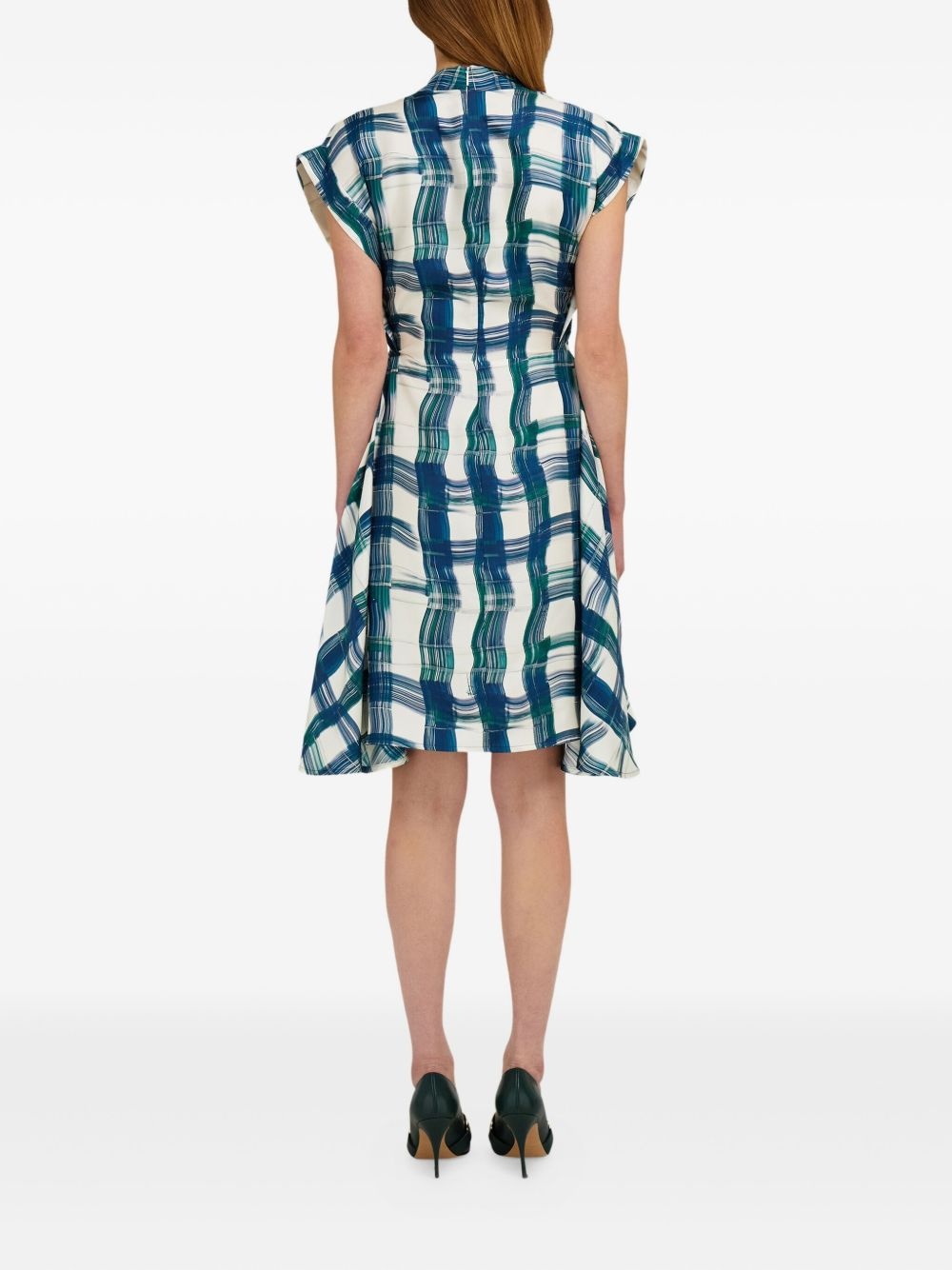 tartan-checked midi dress - 3