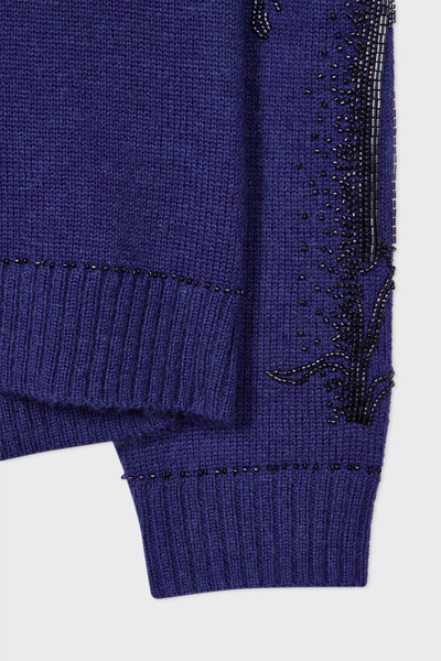 Paul Smith Women's Bright Navy Mohair-Blend Embroidered Oversized Cardigan outlook