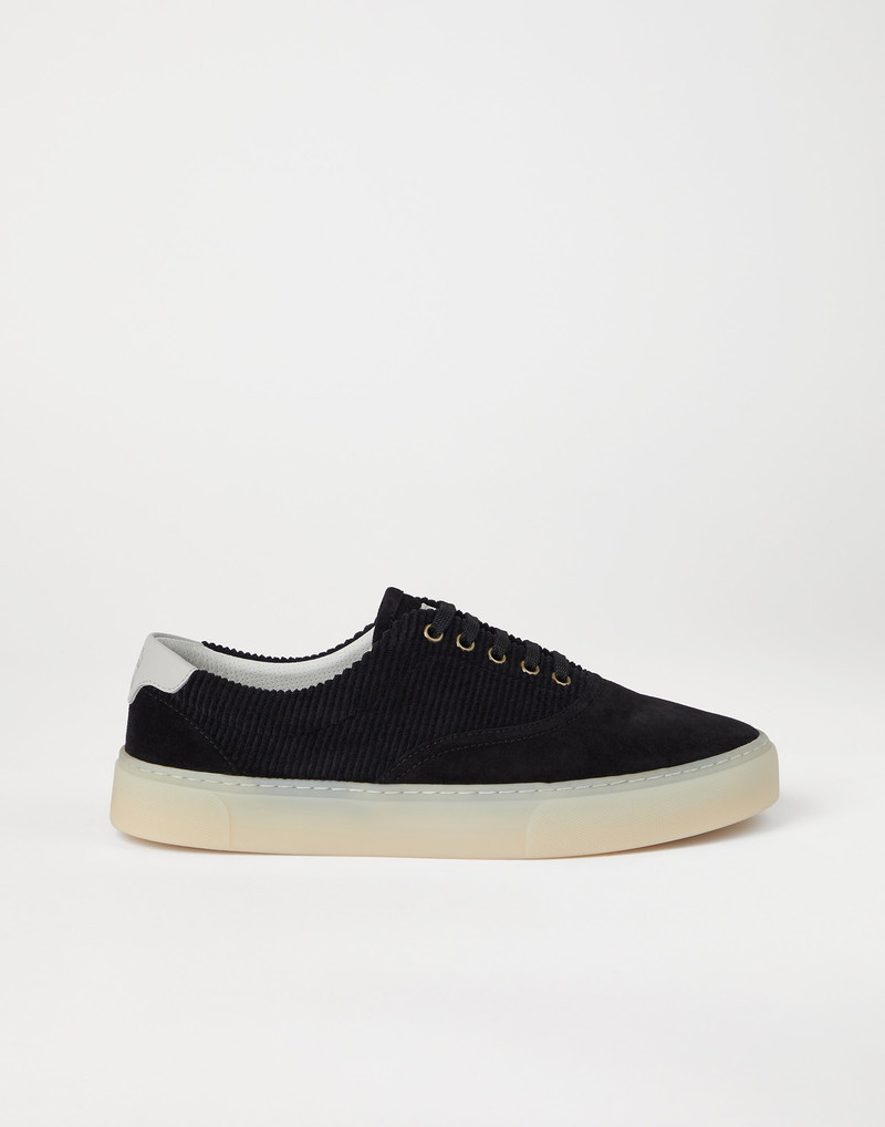 Washed suede and techno corduroy sneakers 5