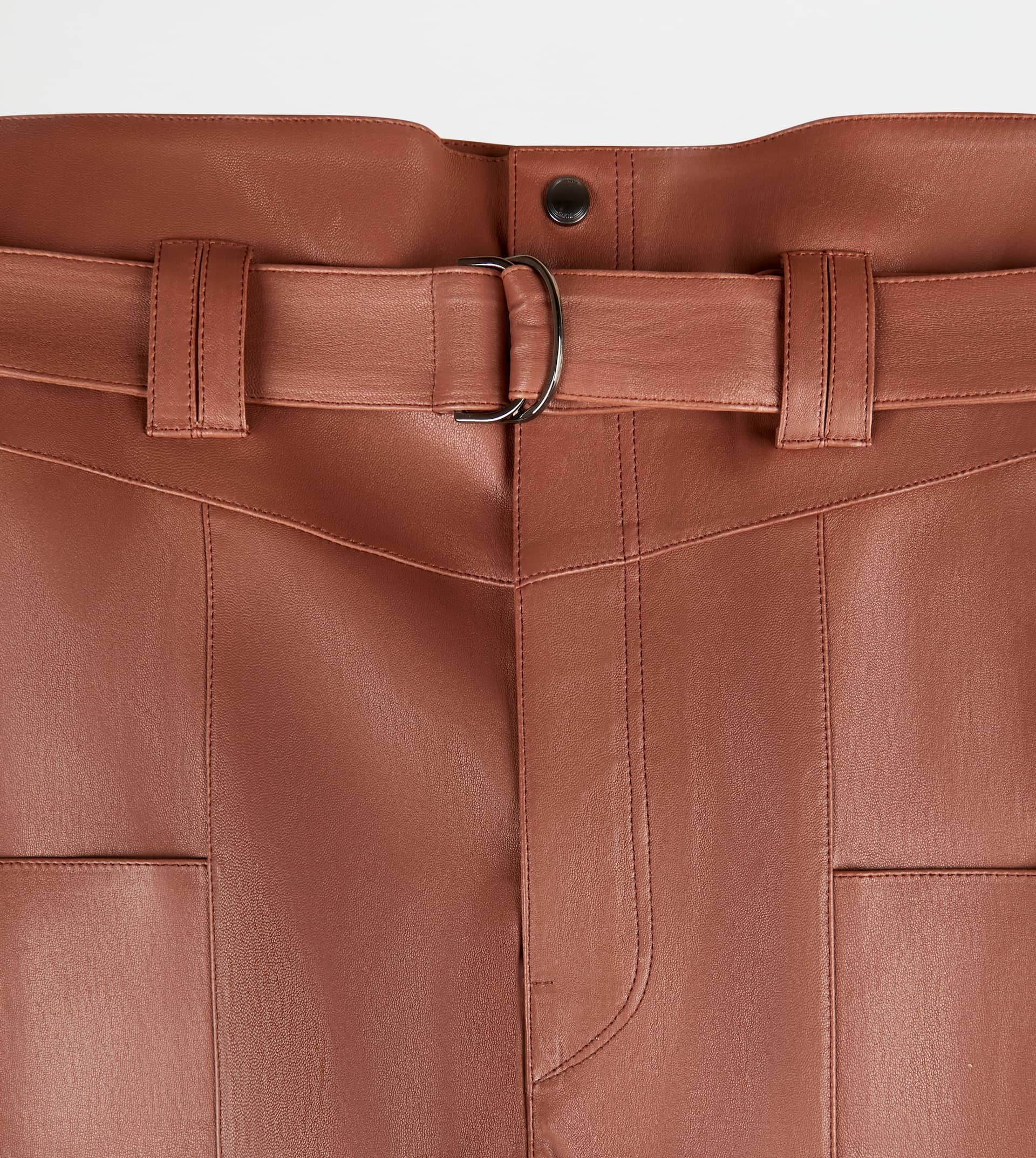 PANTS IN STRETCH NAPPA LEATHER - BROWN - 3