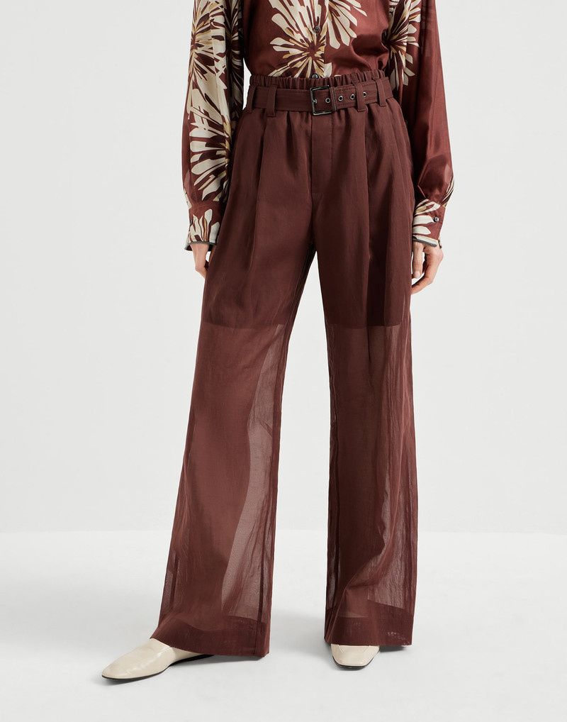 Cotton organza loose trousers with monili 2