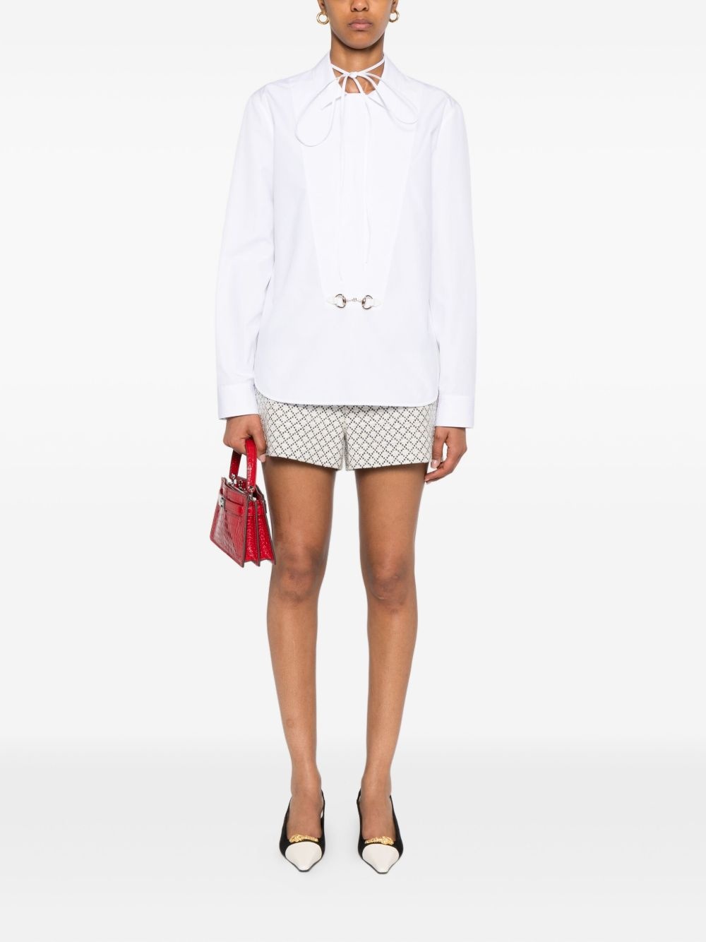 horsebit tie-neck shirt - 2