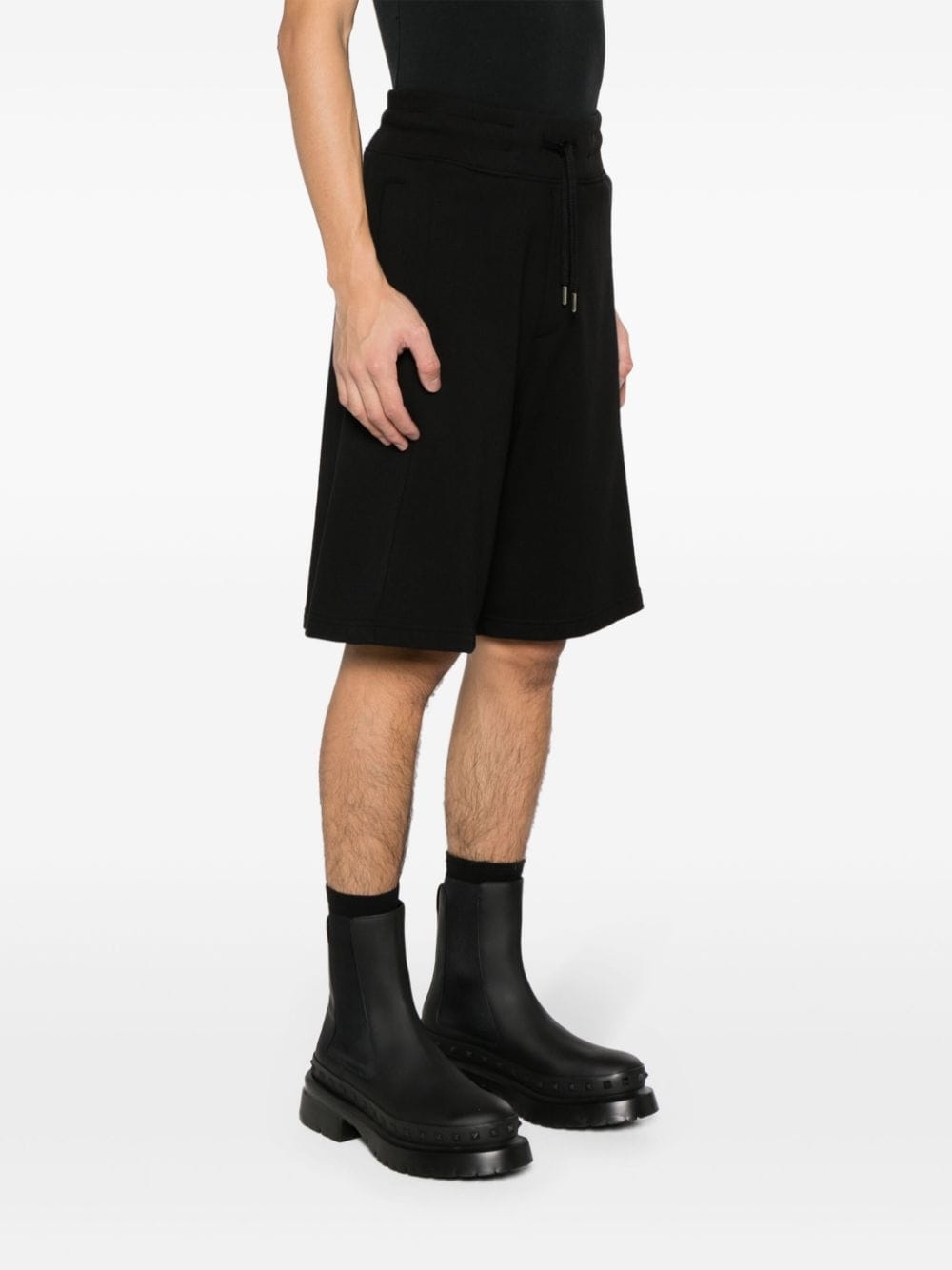 logo-appliquÃ© cotton track shorts - 3