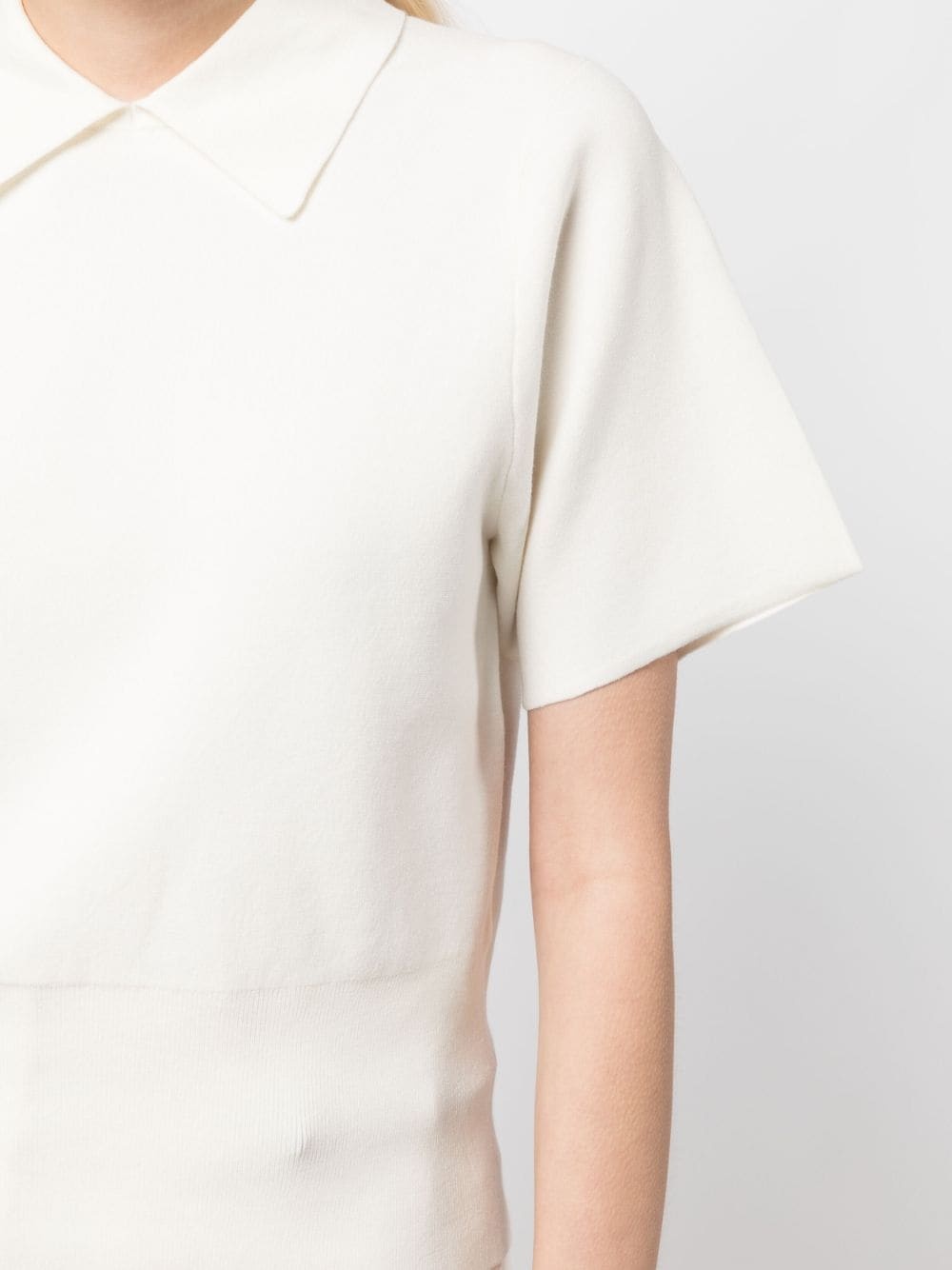 crepe-texture polo top - 5
