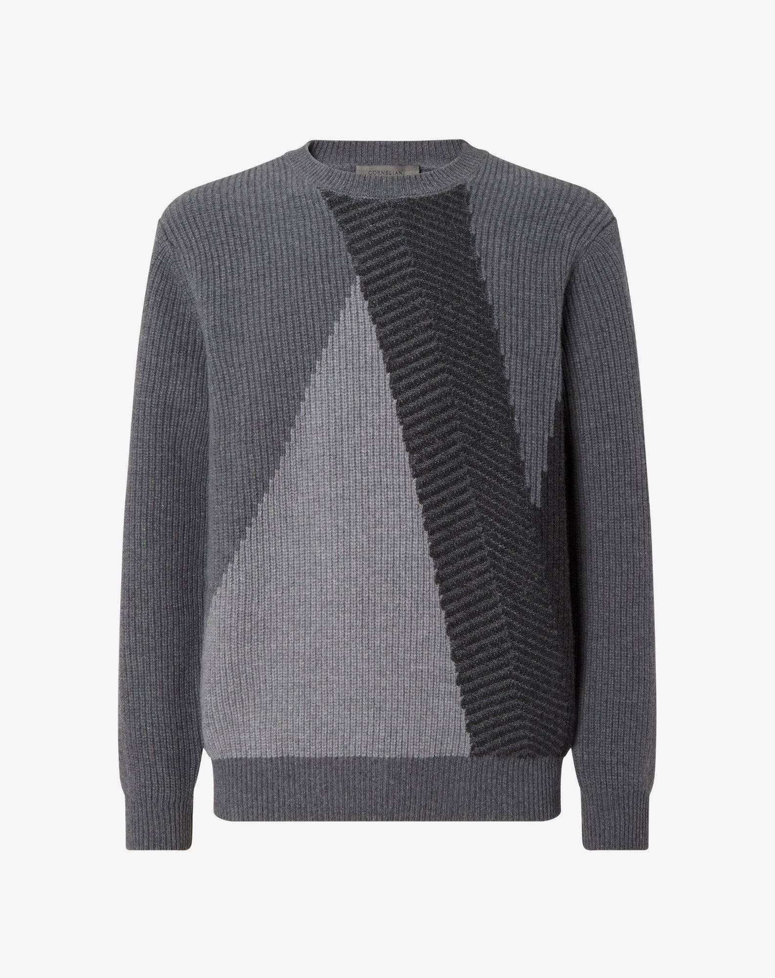 Grey wool and cashmere crew neck jumper - 1