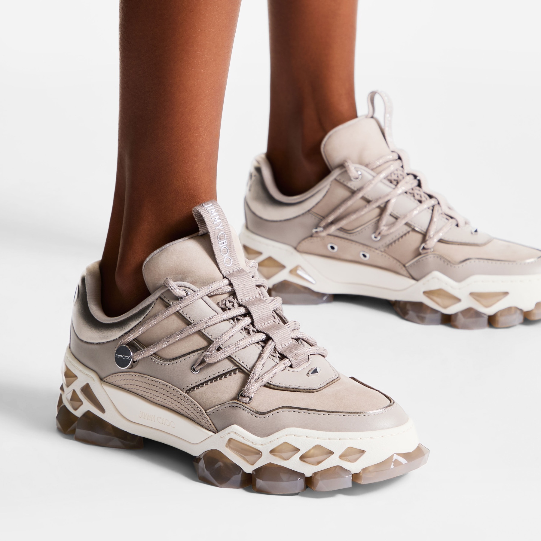 Diamond X II/F
Taupe Leather Trainers - 2